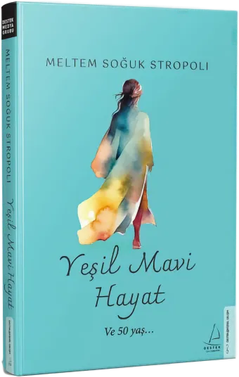 Yeşil Mavi Hayat kitabının kapağı, sulu boya bir figür